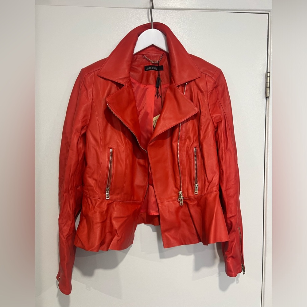 Marc Cain Red Leather Jacket